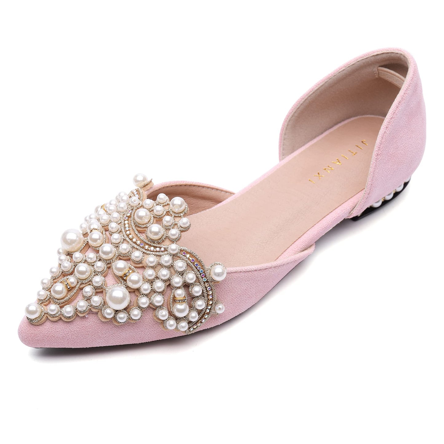 Womens Foldable Ballet Flats Bling Rhinestone Pointed Toe Comfort Slip On Loafers