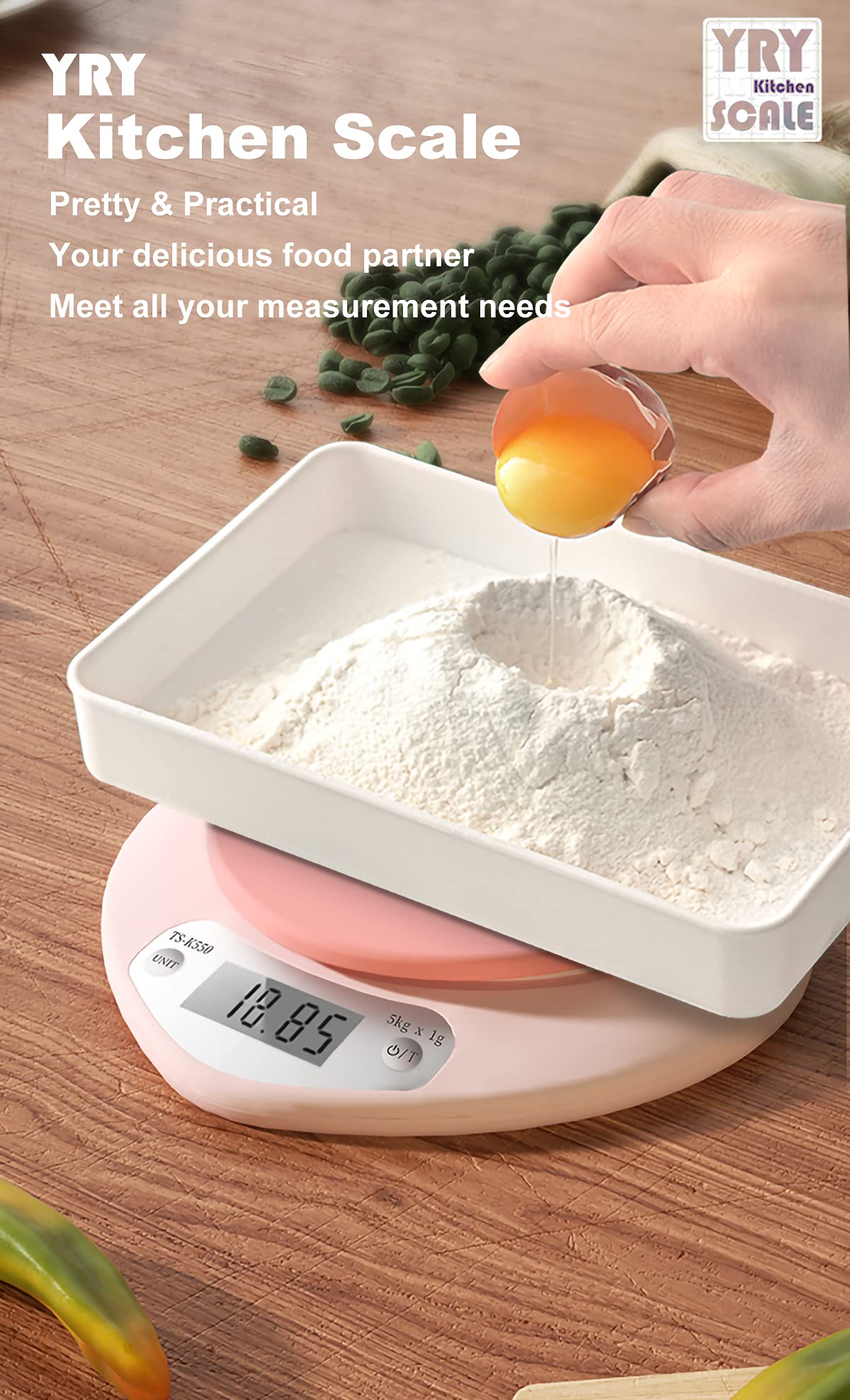 Digital Kitchen Scale – Large LCD, Tare Function, 11lb Capacity, Precise 0.03oz Graduation for Baking & Cooking, Measures in ML & Oz