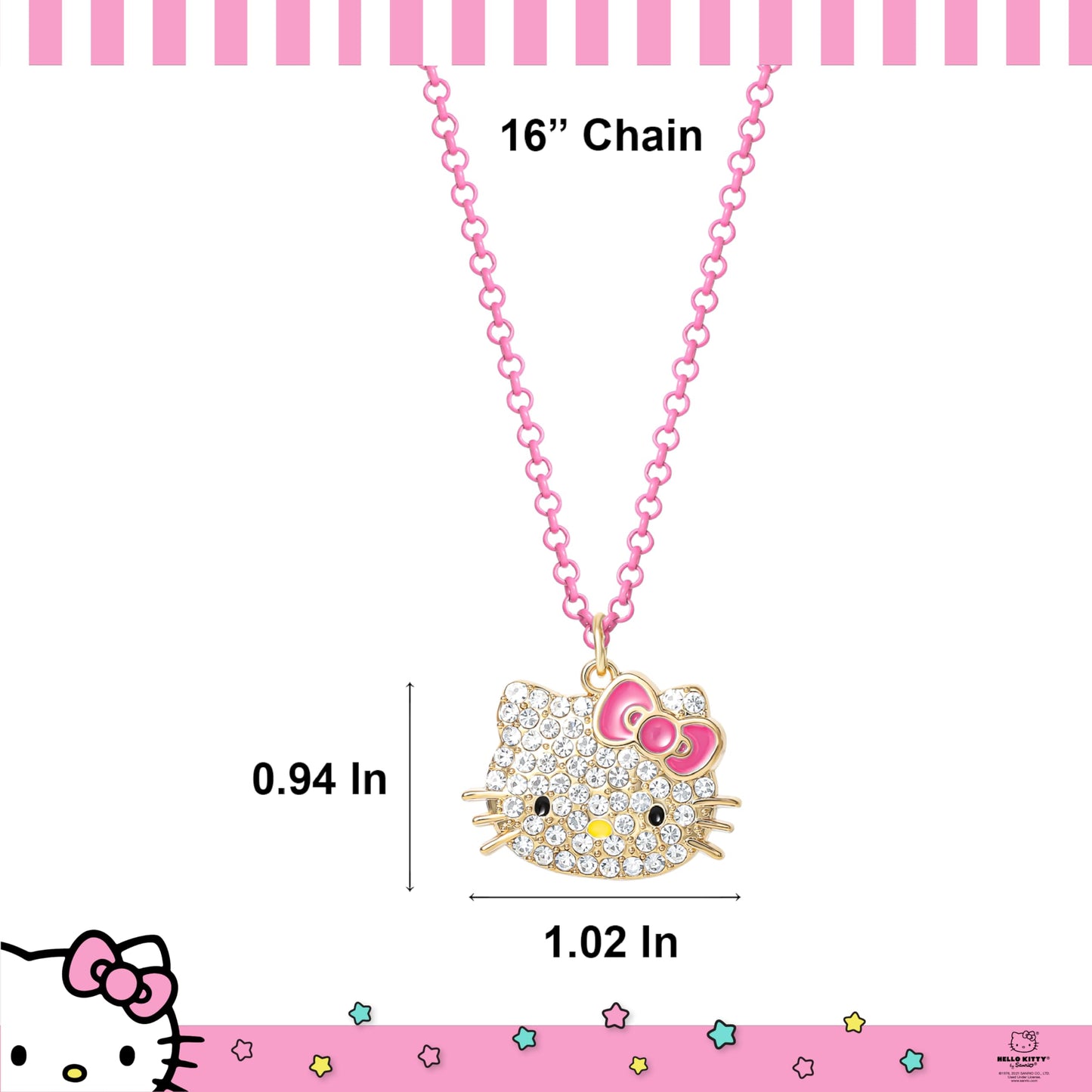 Hello Kitty Sanrio Pave Pendant Necklace