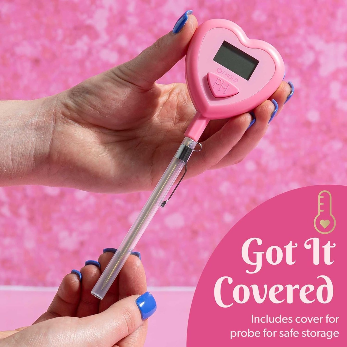 Paris Hilton Digital Heart Shaped Thermometer for Cooking, Baking and Grilling, Instant Read in Celsius or Fahrenheit, Pink