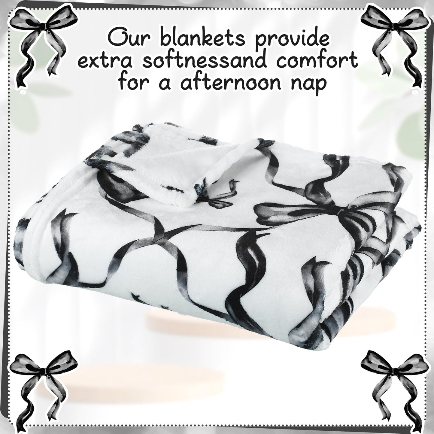 Coquette Bow Blanket Flannel Soft Lightweight Aesthetic Plush, 50" x 60"