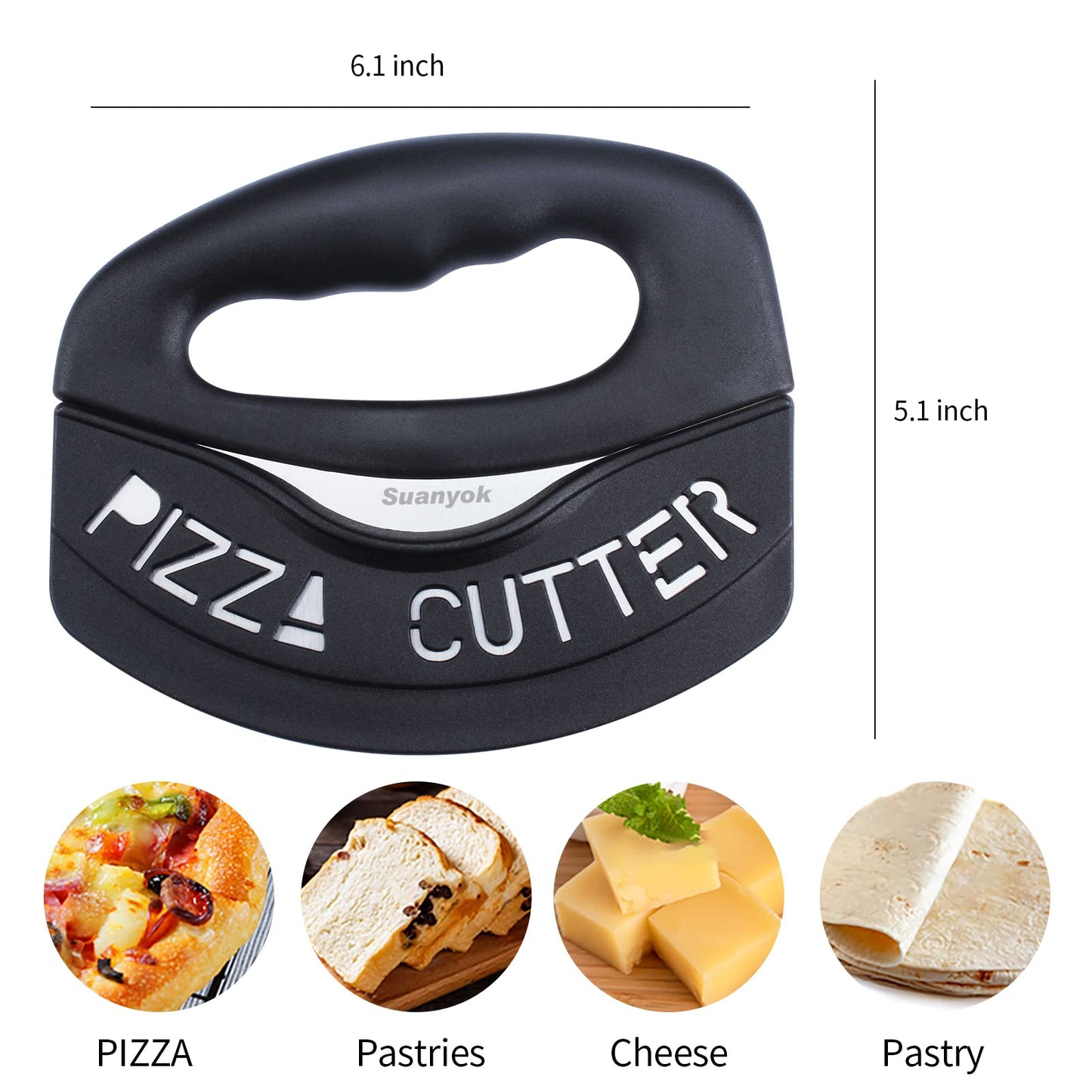 Premium Pizza Cutter Food Chopper-Super Sharp Blade Stainless Steel Pizza Cutter with Protective Sheath Multi Function Pizza Knife