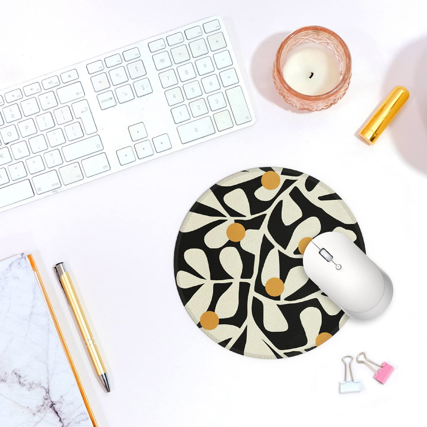 Y2K Aesthetic Small Mouse Pad - Washable Round Cloth Mousepad for Office Laptop Computer, Non-Slip Rubber Base