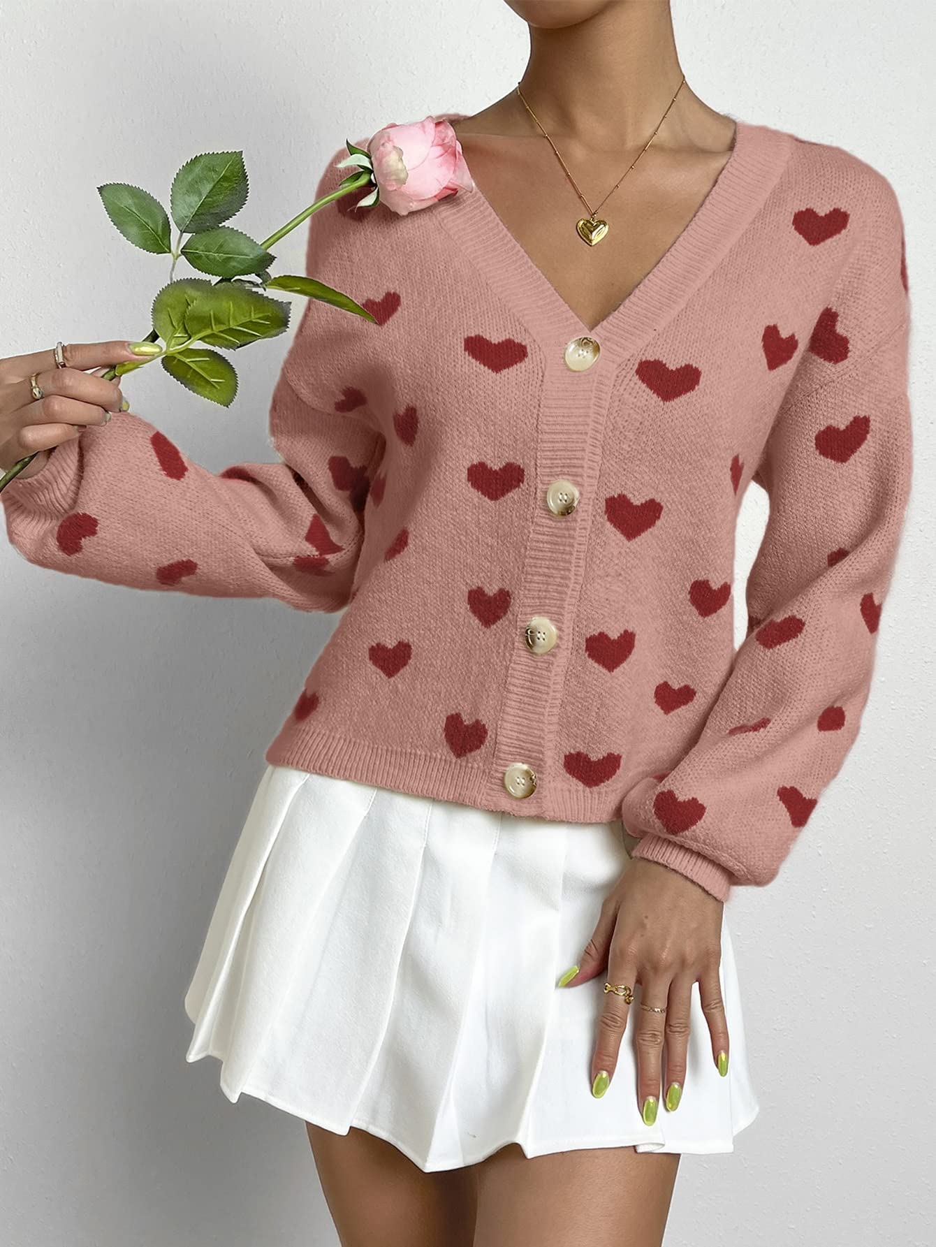 Women's Cute Cropped Cardigan Open Front Long Sleeve Ribbed Knit Sweater