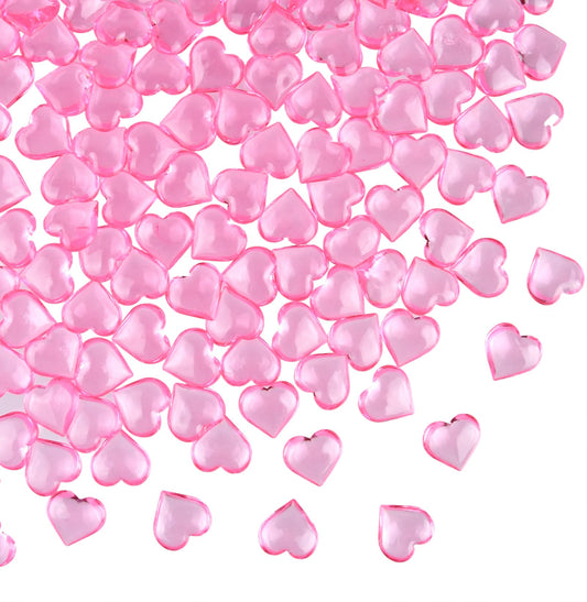 Red and Pink Acrylic Heart Shaped Gems for Valentine's Day and Wedding Decorations 210-Piece