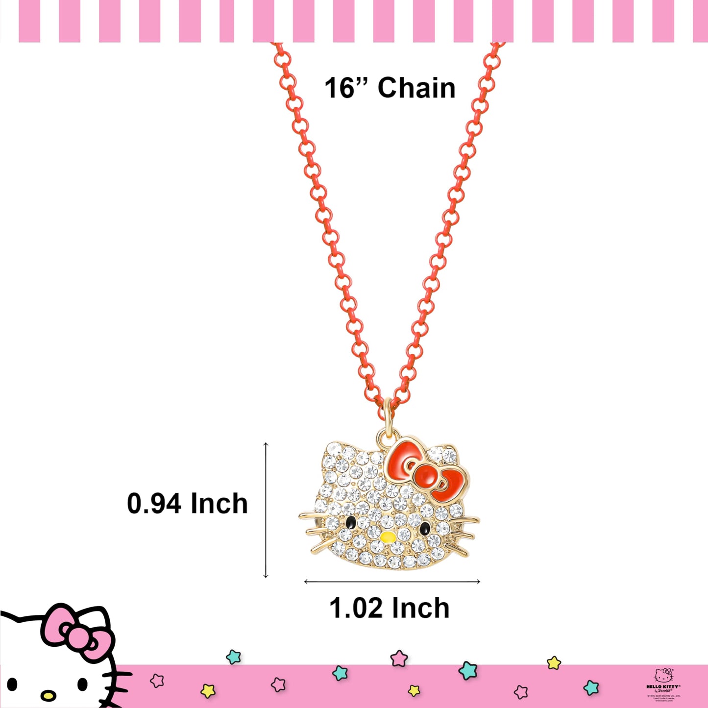 Hello Kitty Sanrio Pave Pendant Necklace