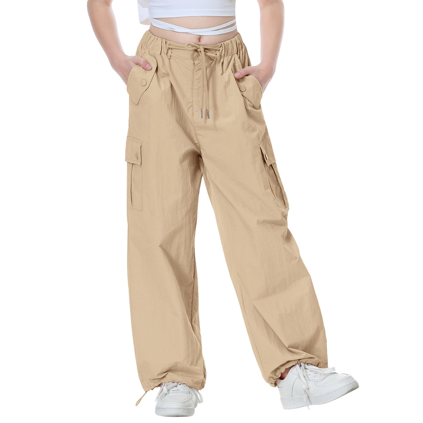 Girls Y2K Parachute Pants for Cargo Trousers with Pockets Harajuku Jogger Pants