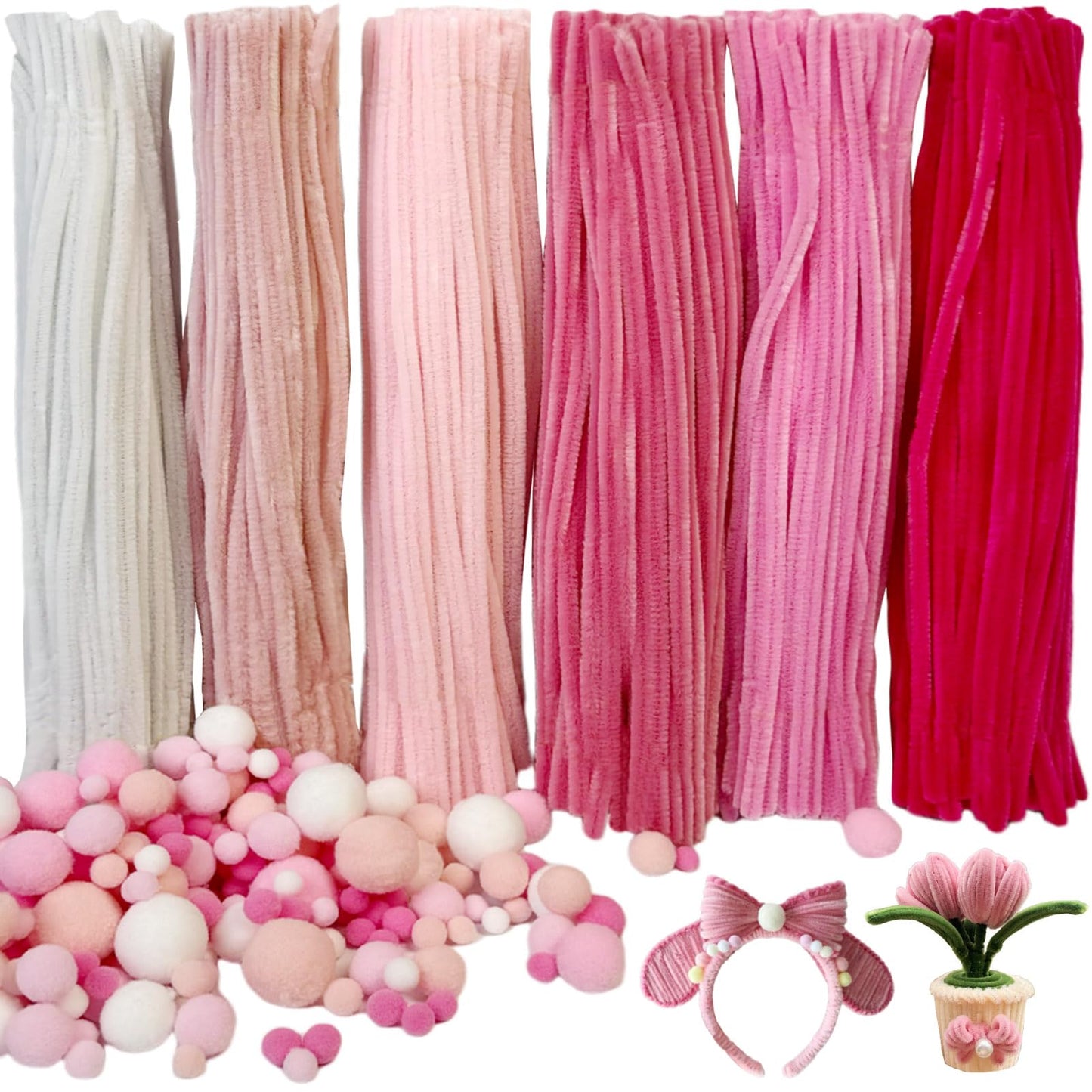 Pipe Cleaners and Pom Poms for DIY Crafts and Decorations, 900+