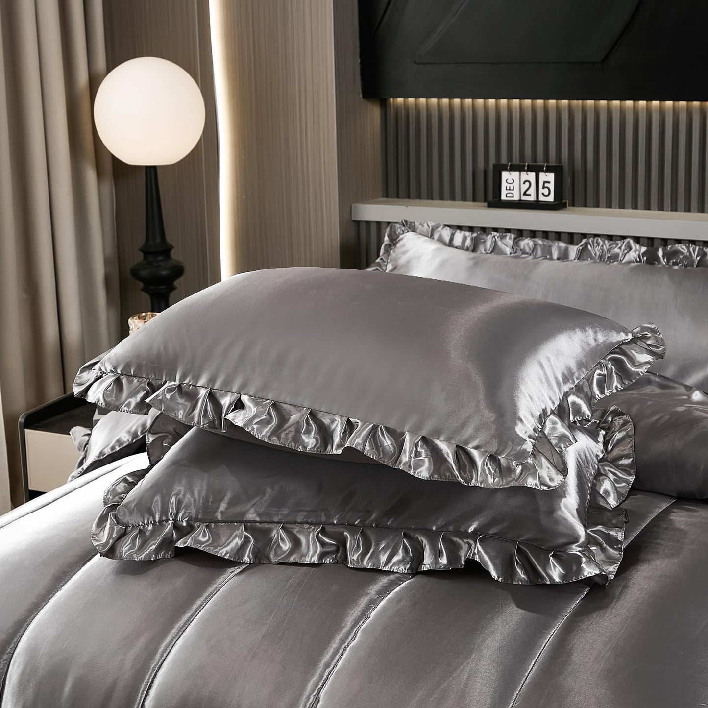 Comforter Silk Beddings - Luxury Silky Body Pillow Cover Ruffle