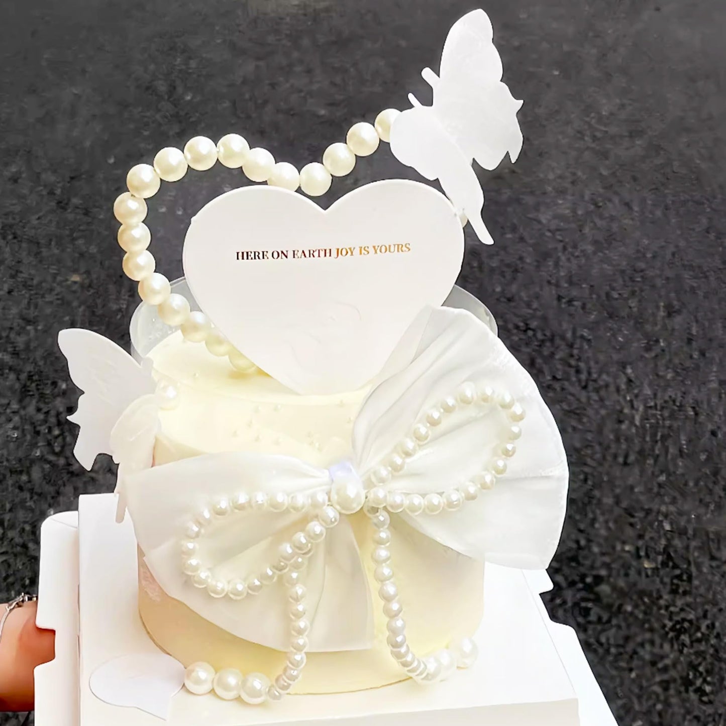 Coquette Pearl Bow Cake Decor