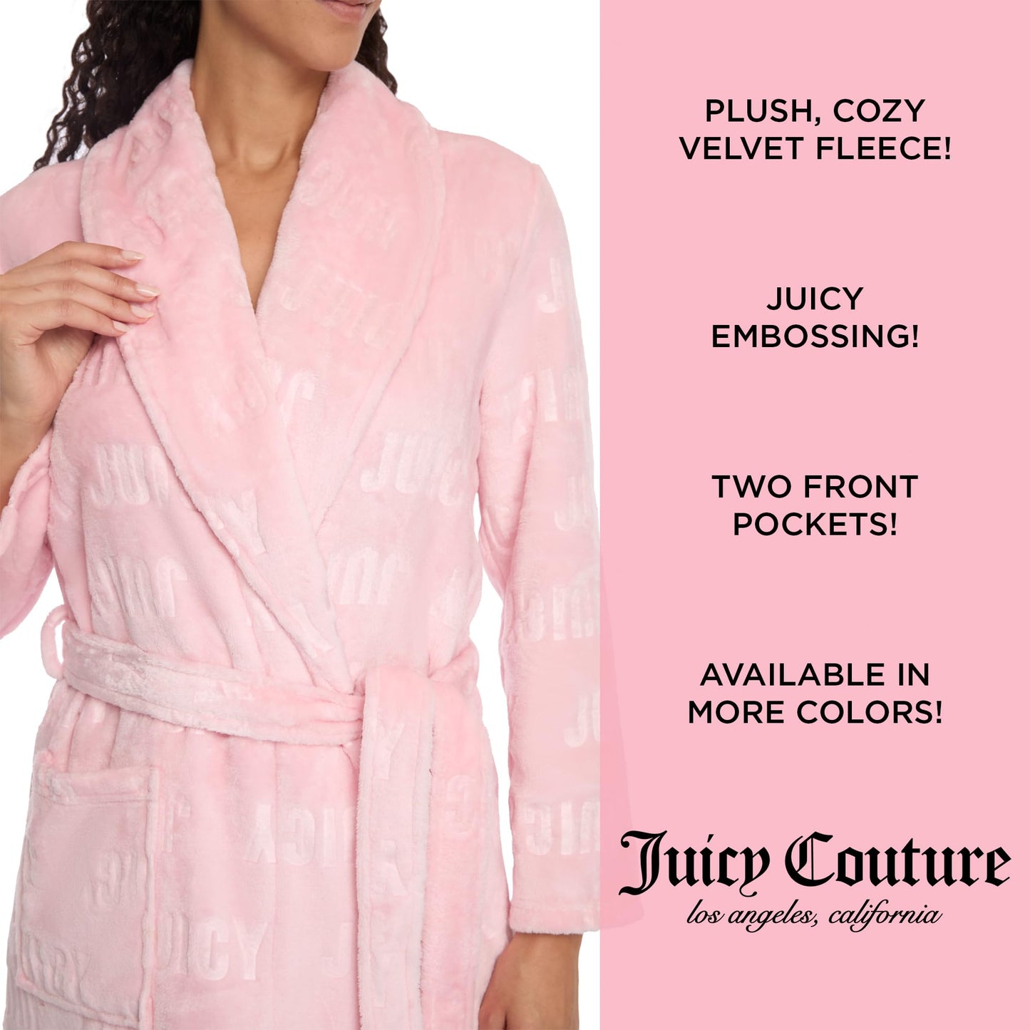 Juicy Couture Women's Super Soft Luxe Plush Shawl Collar Robe