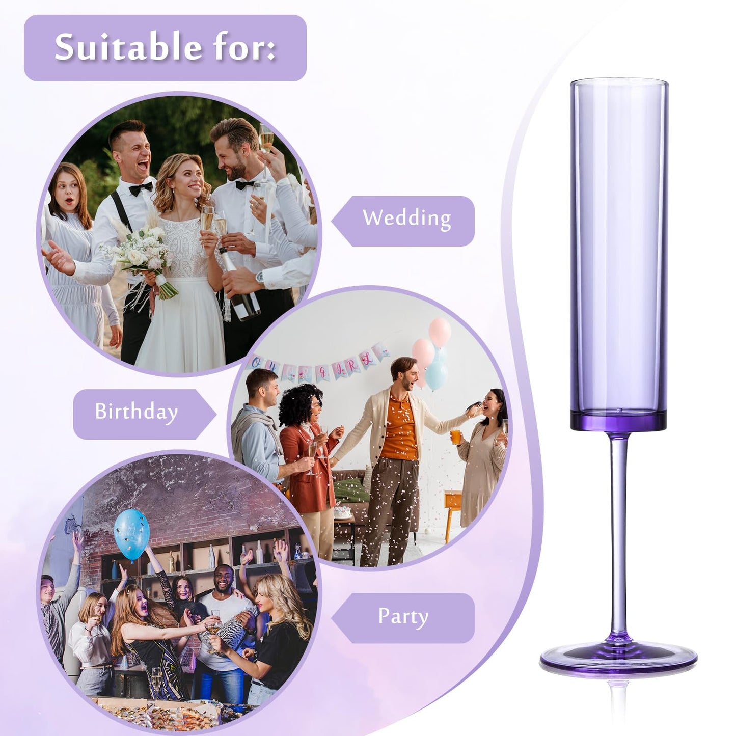 Reusable Acrylic Toasting Glasses - Stemmed Coupes Square