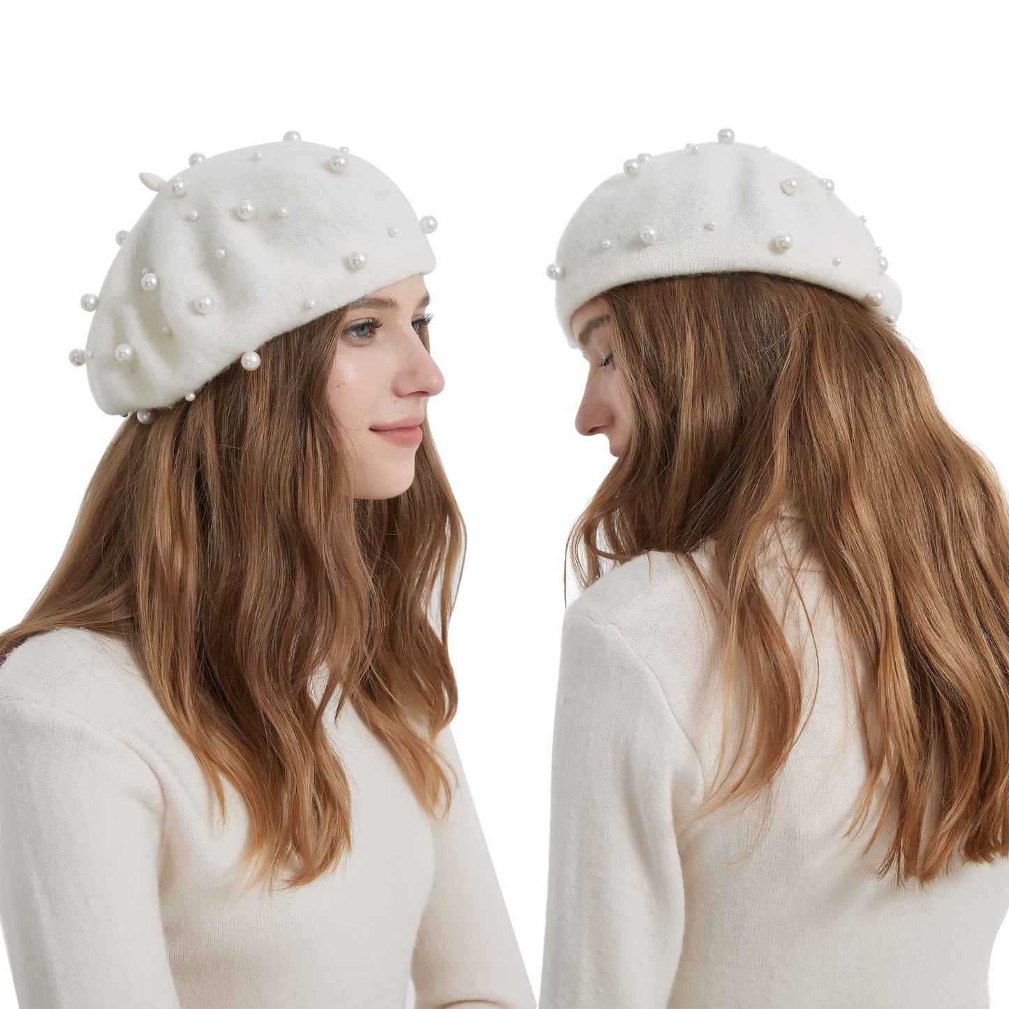 Women Pearl Beret Cap