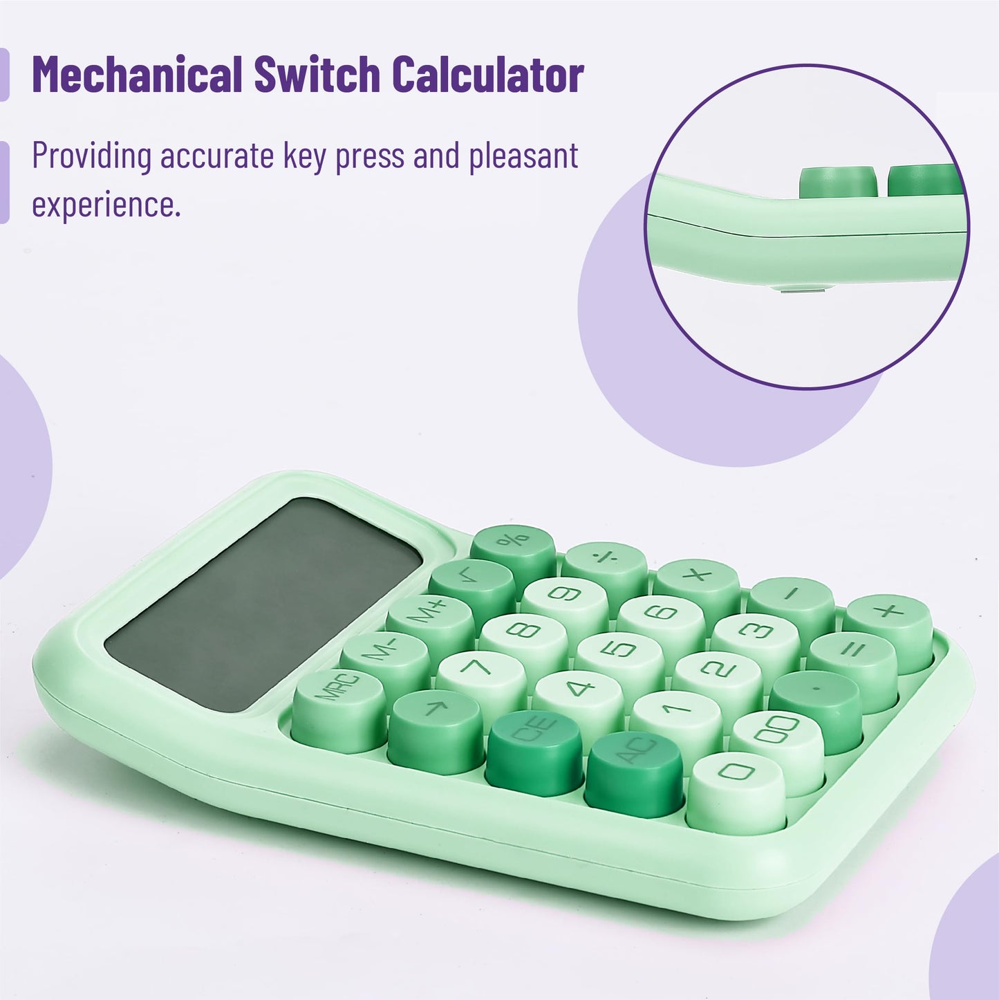 Large Mechanical Switch Calculator, 12 Digits, LCD Display, Big Buttons