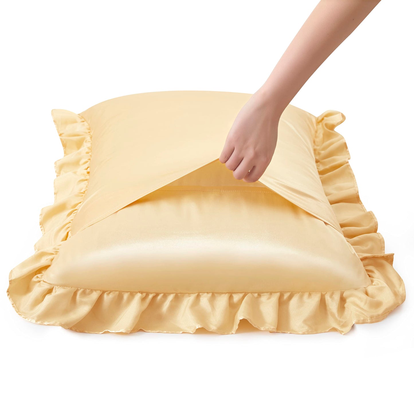 Princess Silky Satin Ruffled Pillow Cases Room Decoration