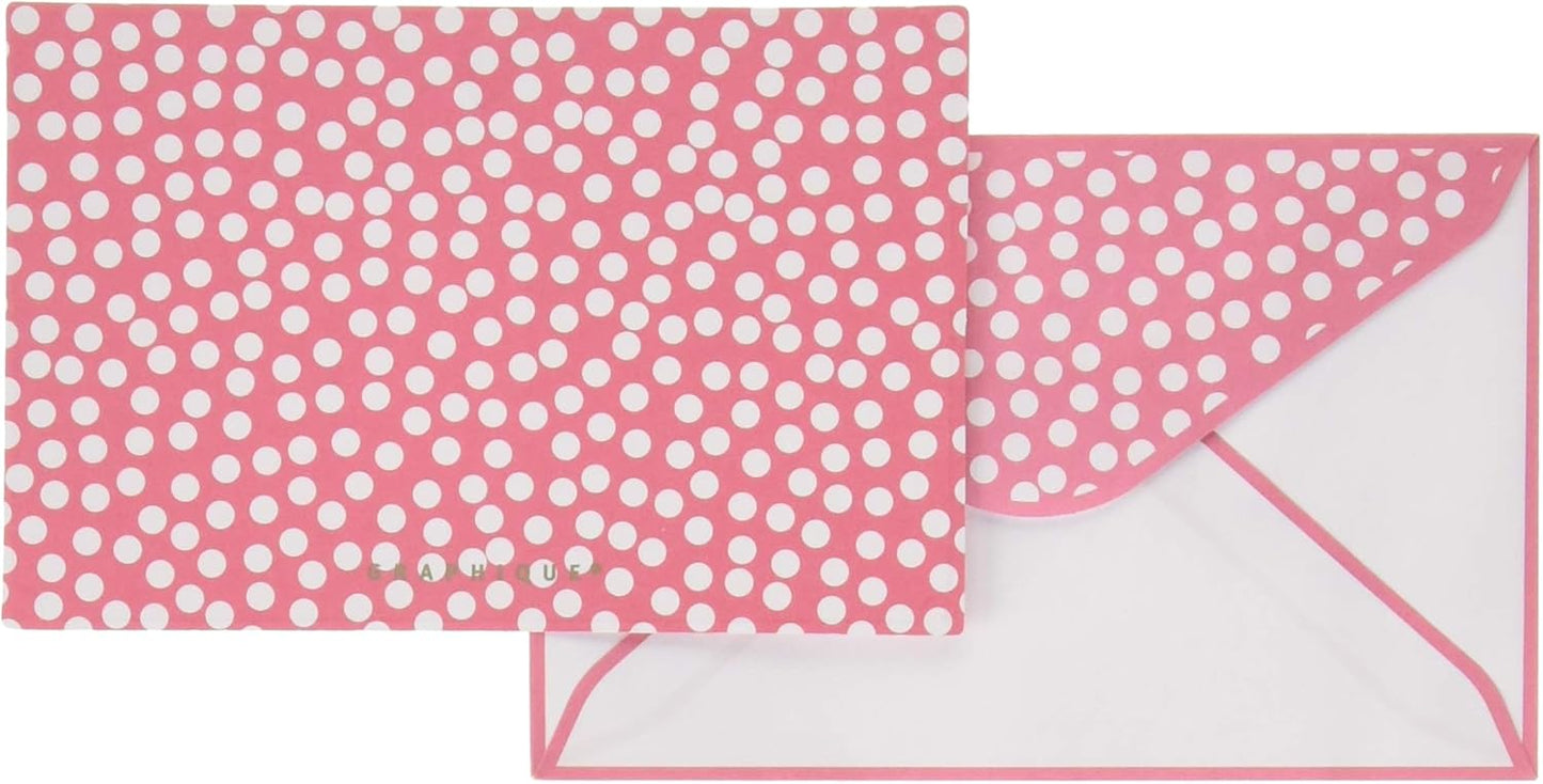 Gold Heart Flat Note Cards – 50-Pack Pink Border Stationery with Envelopes (5.625" x 3.5")