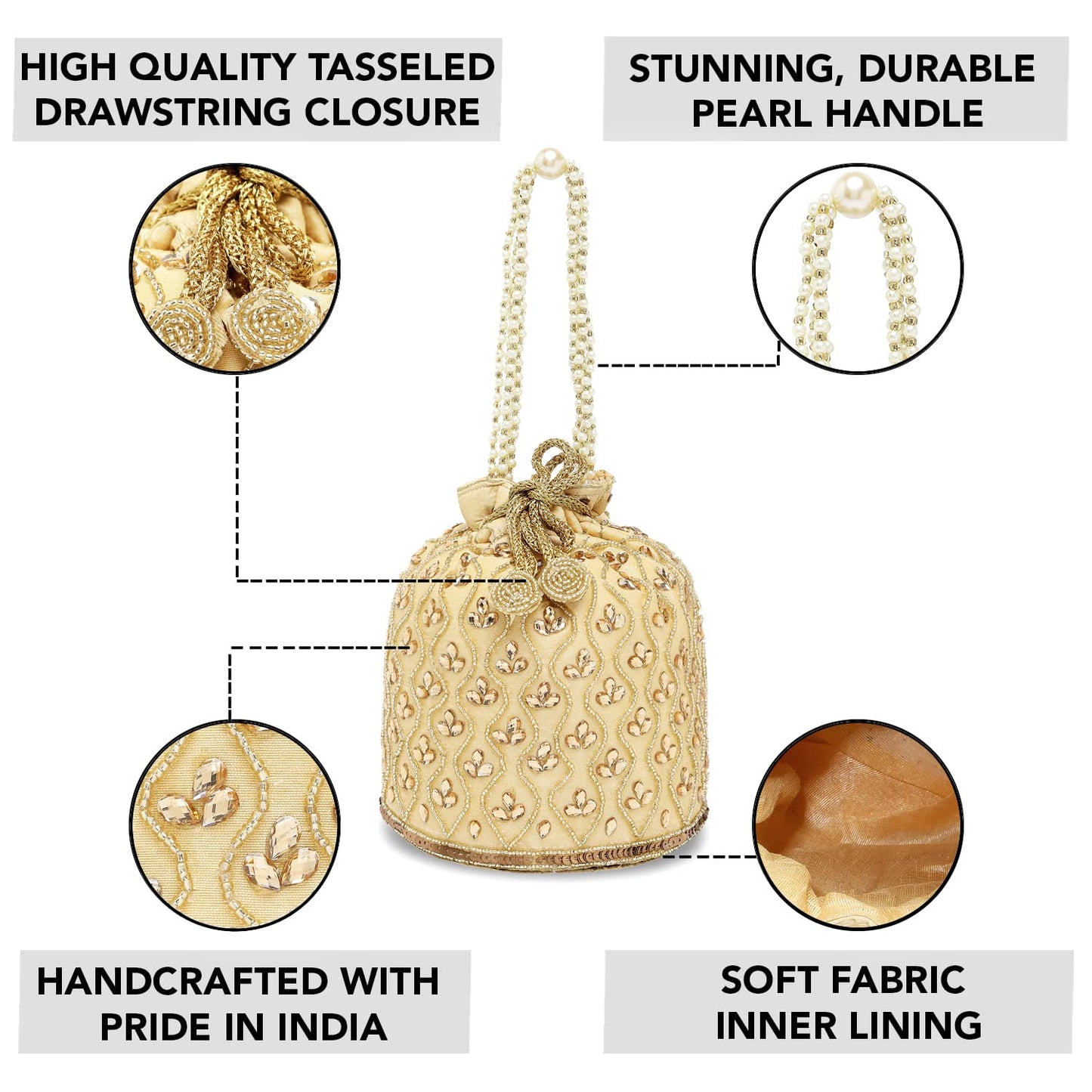 Handmade Aheli Potli Bag – Elegant Evening Wristlet & Bridal Handbag