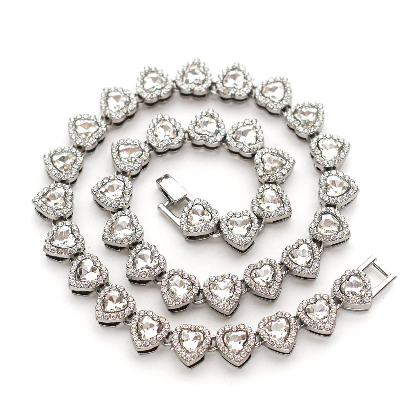 Rhinestone Hearts Necklace