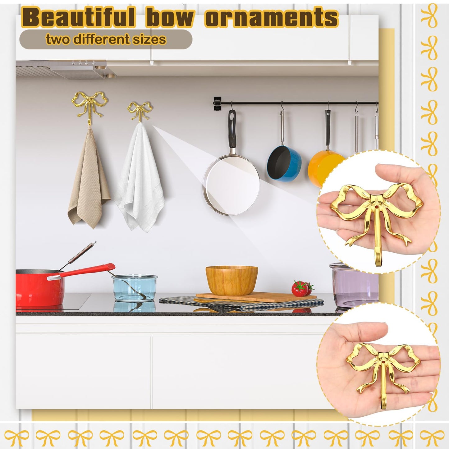 Gold Bow Knot Hooks Brass Bow Wall Door Hanger Towel