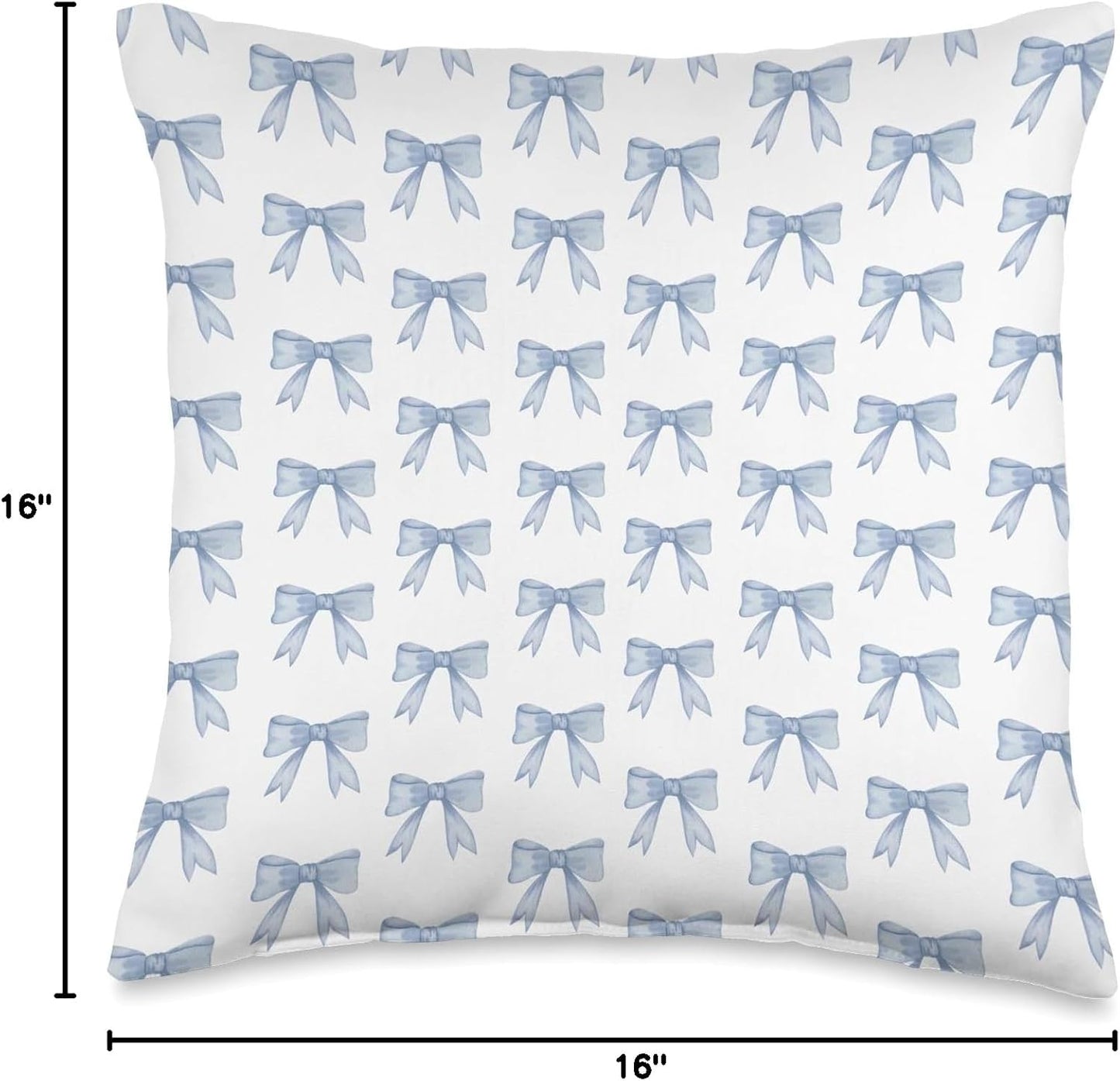 Coquette Aesthetic Blue Bow Preppy Cute Pattern Girl Throw Pillow