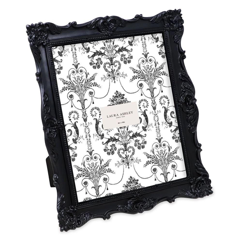 Laura Ashley 2x3 Ornate Resin Picture Frame – Handcrafted Floral Design with Easel for Tabletop and Wall Display