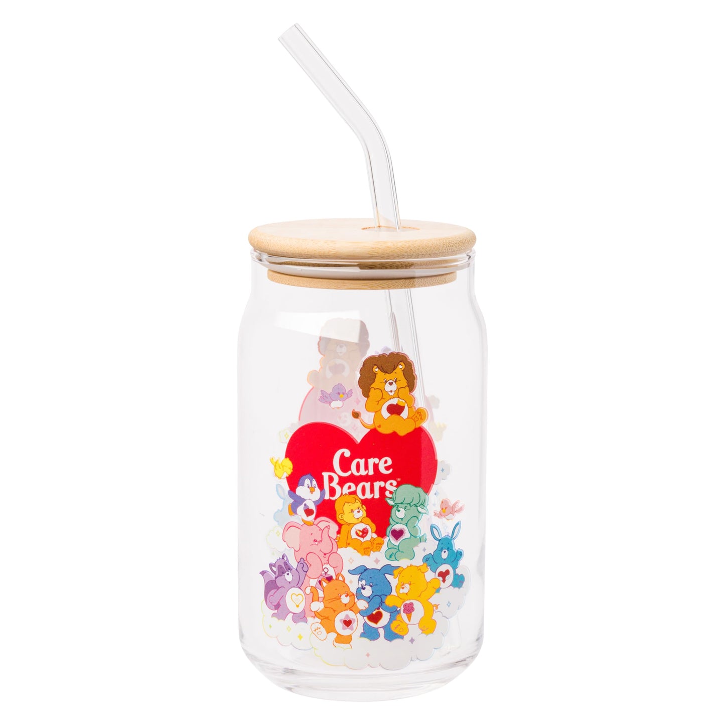 Sanrio Glass Jar Tumbler with Bamboo Lid and Glass Straw, 16 Ounces