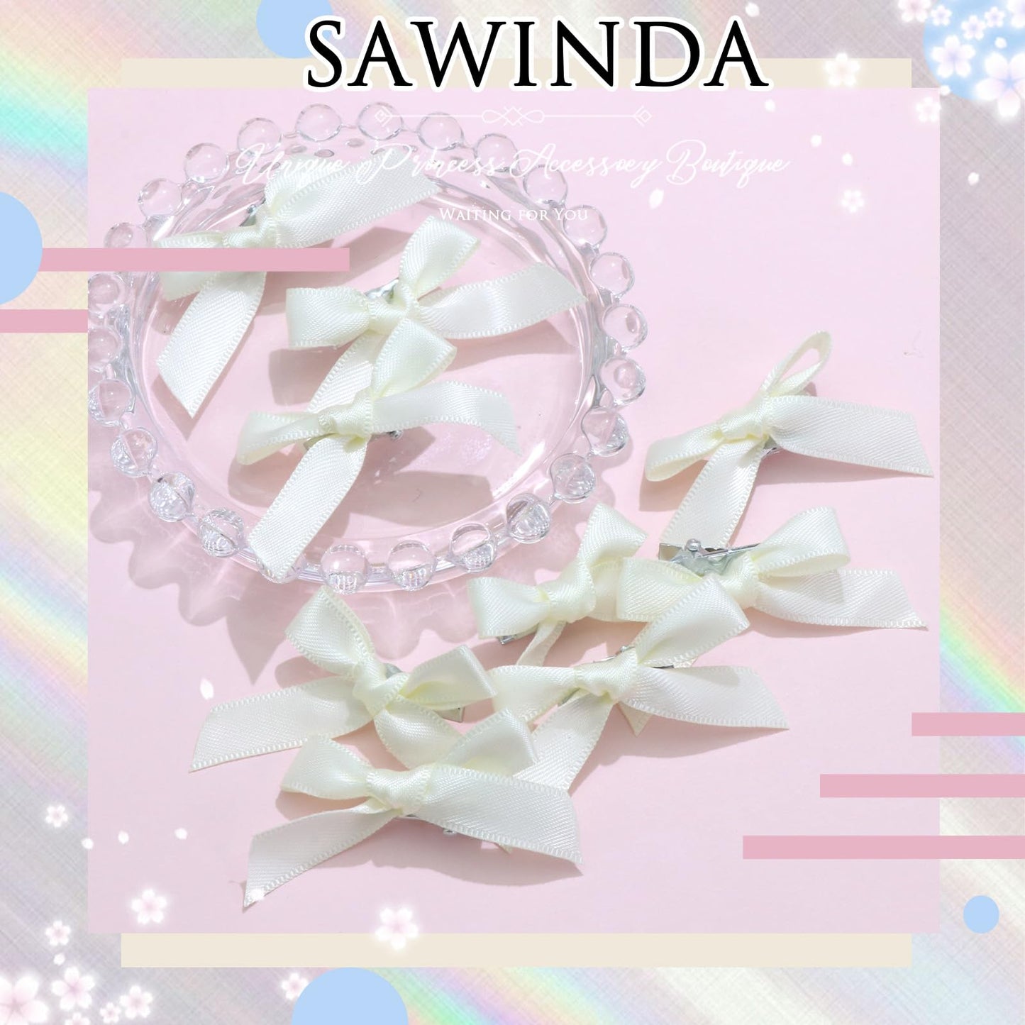 Mini 20PCS Bowknot Ribbon Barrettes - Cute Claw Clips Hair Accessories