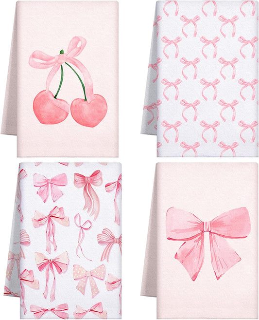 Pink Bow Coquette Kitchen Hand Towels Coquette, 18 x 26 in