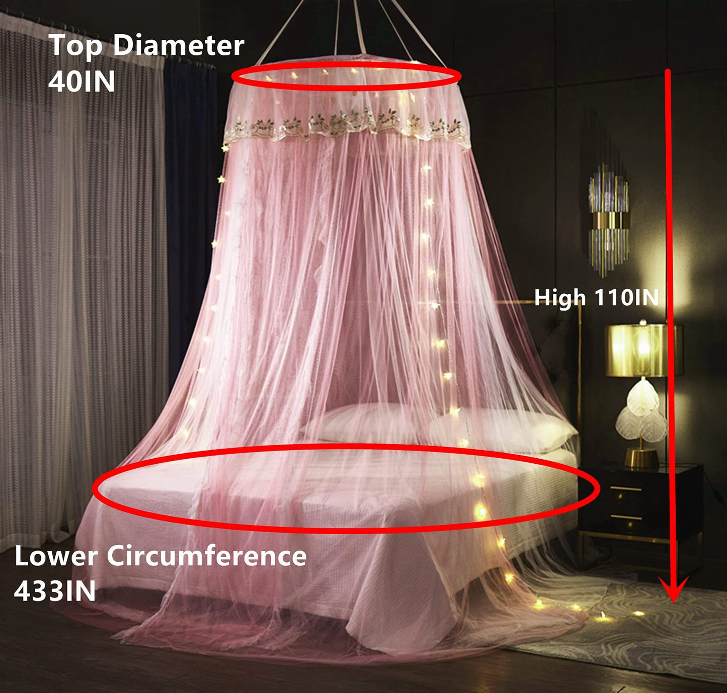 Princess Bed Canopy Bed Canopy Curtain- Double Layer Sheer Mesh Dome Bed Curtain