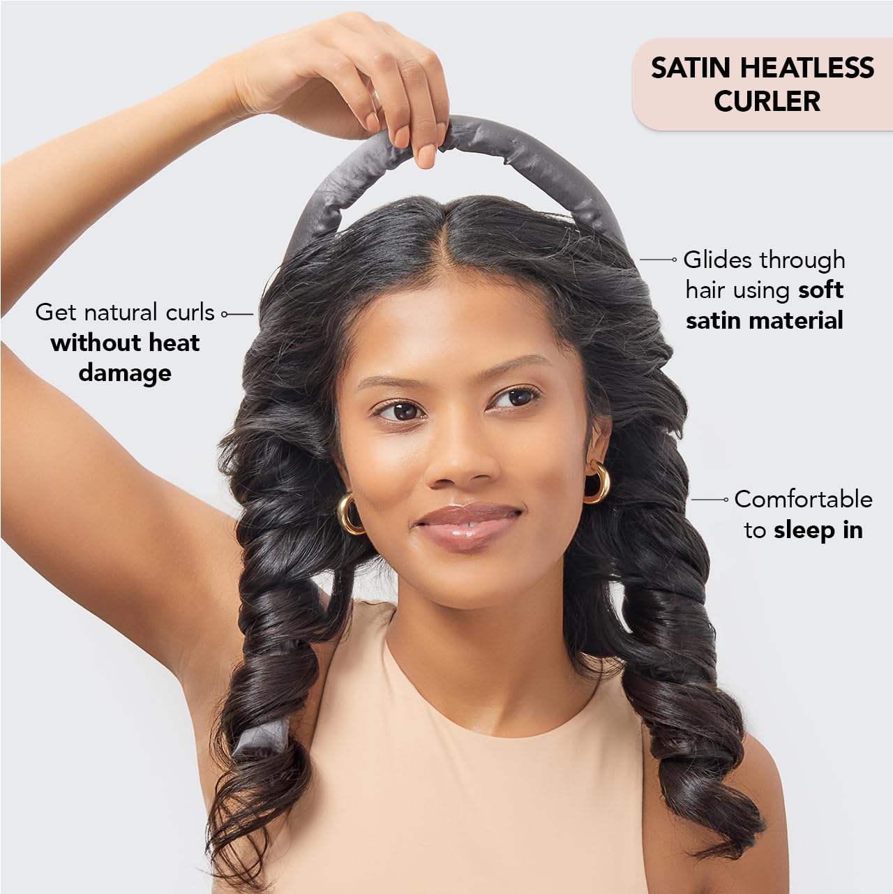 Satin Heatless Hair Curler Set - Heatless Curls Overnight, Hair Rollers for Soft Curls & Frizz-Free Styling, No Heat Curlers to Sleep in, Curling Rod Headband