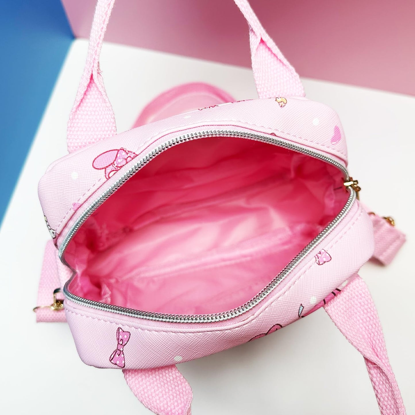 Kawaii Kitty PU Crossbody Bag with Handles Adjustable Shoulder Strap and Bracelet, Handbag with Zipper, Wallet Purse