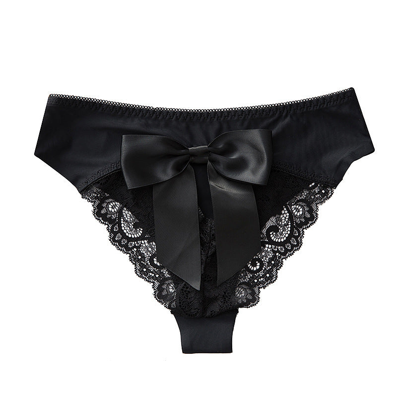 Sexy Bow Lace Stitching Seamless Ice Silk Underwear