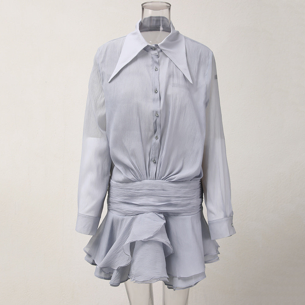 Lotus Leaf Shirt Dress Women