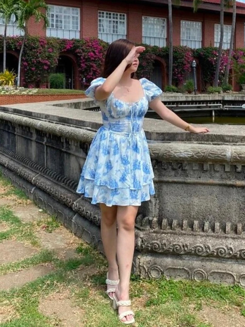 Elegant Floral Print Ruffle Dress