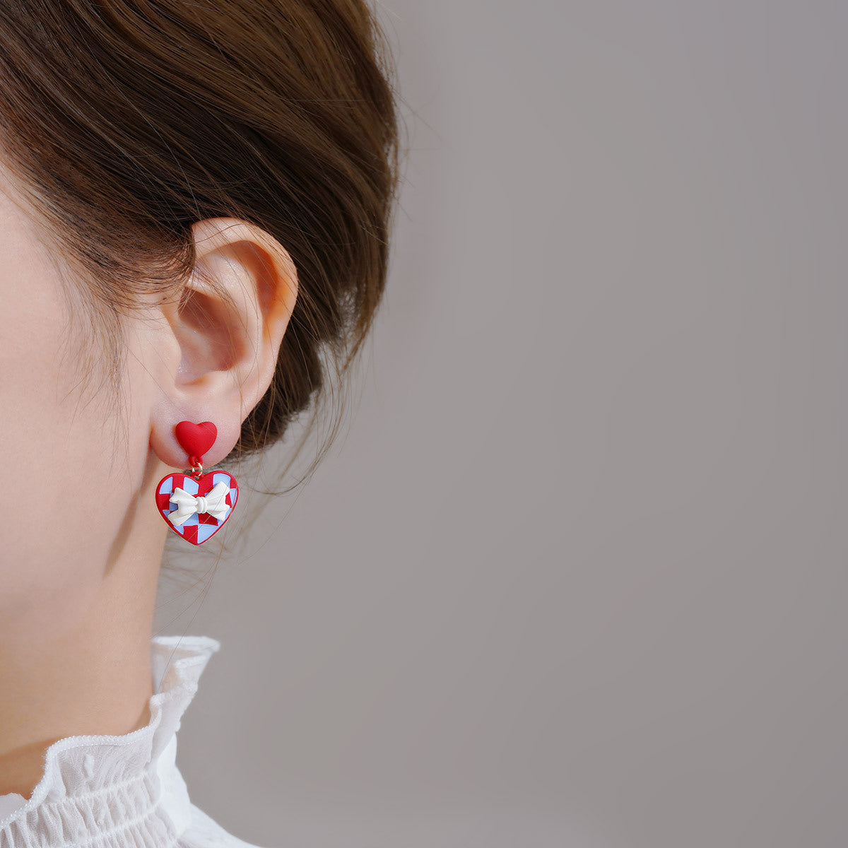 Red Love Bow Earrings Sweet And Gentle Unique Design