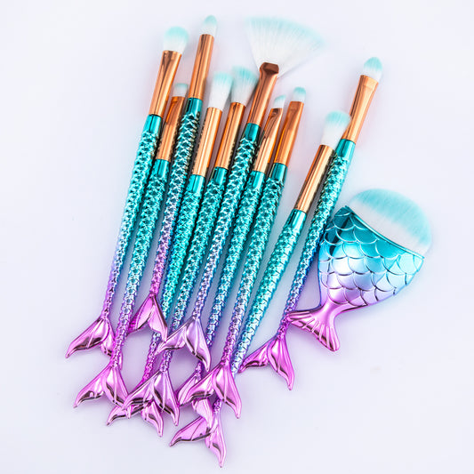 Makeup Brushes Kit Maquiagem Maquillaje New Mermaid Foundation Eyebrow Eyeliner Cosmetic Makeup Brushes 11pcs