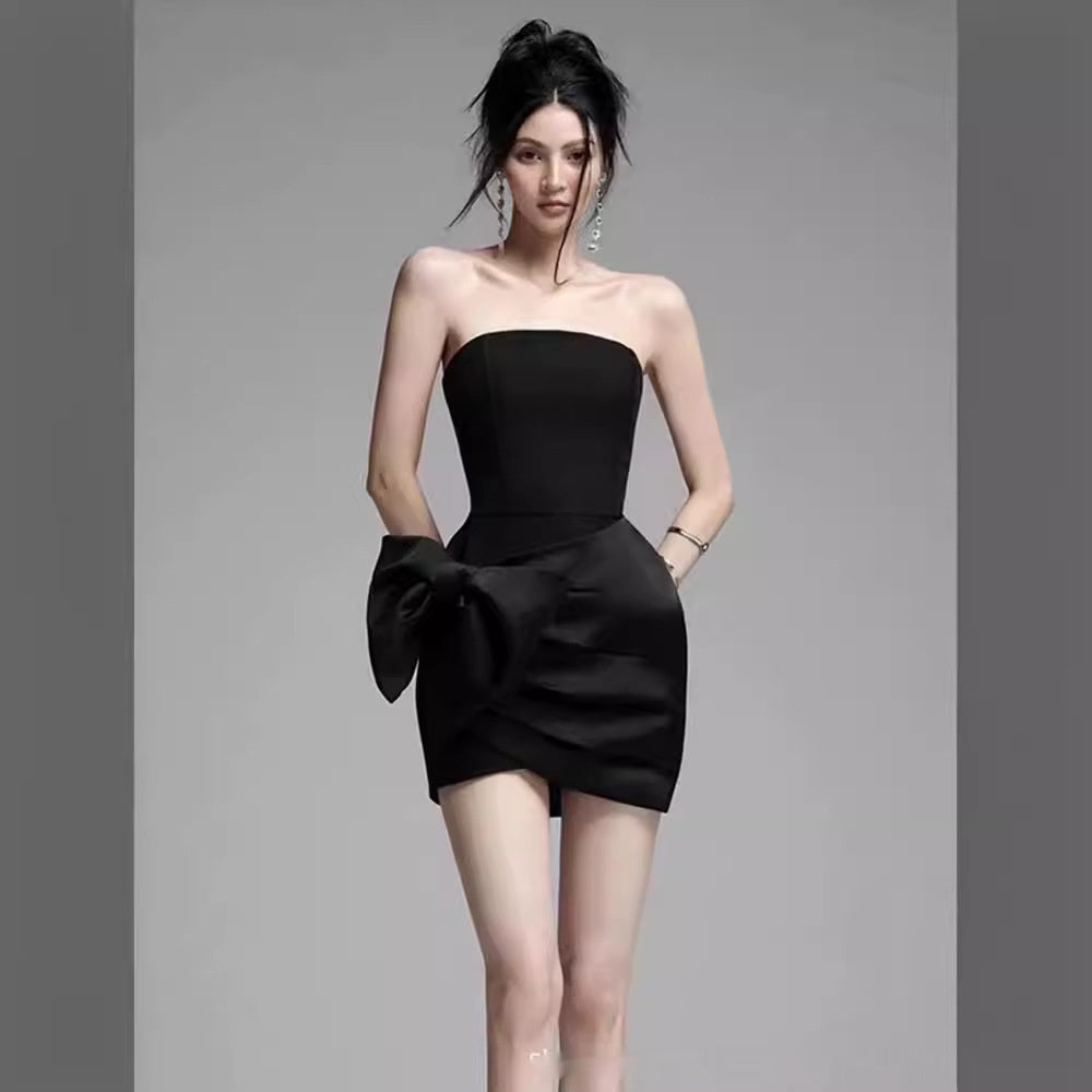 Tube Top Dress Women's Bow Slimming