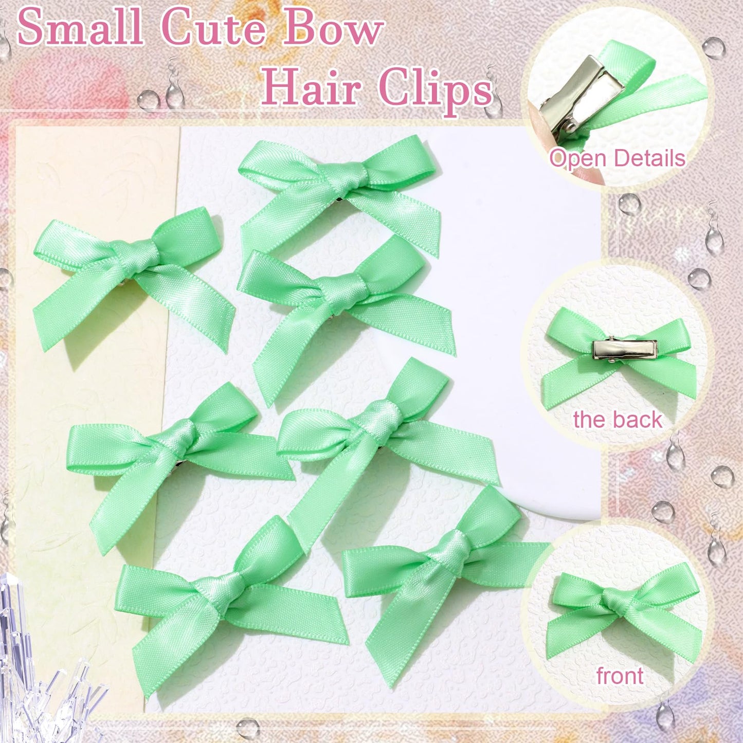 Mini 20PCS Bowknot Ribbon Barrettes - Cute Claw Clips Hair Accessories