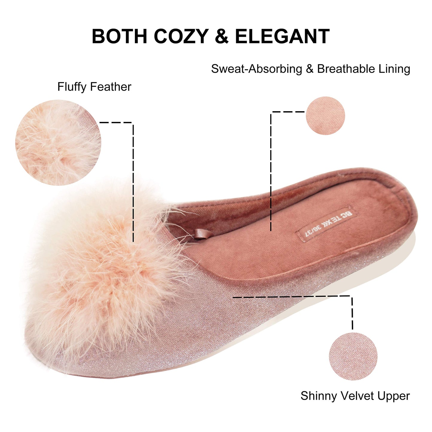 Women's Cozy Velvet Memory Foam House Slipper, Non-slip Sole