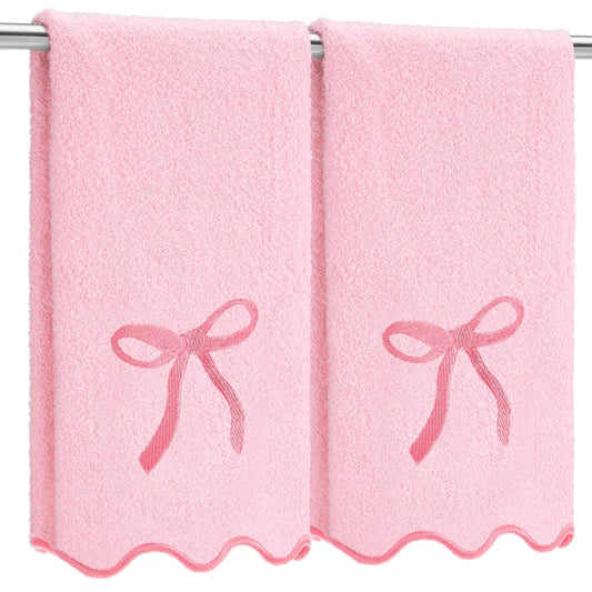 Embroidery Coquette Bow Hand Towels 100% Cotton Soft Absorbent