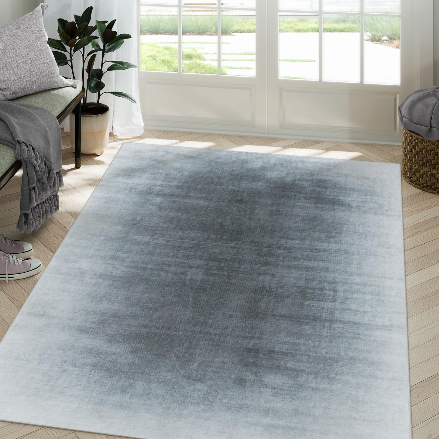 Contemporary Ombre Nursery Rug Washable Non-Slip