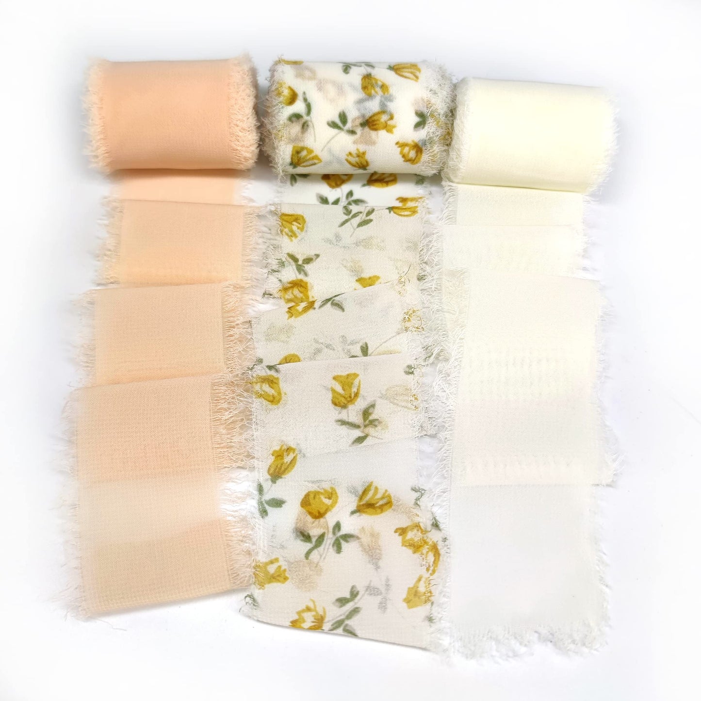 Floral Chiffon Fringe Ribbon 1.5" x 15Yd (3 Rolls *5Yd)