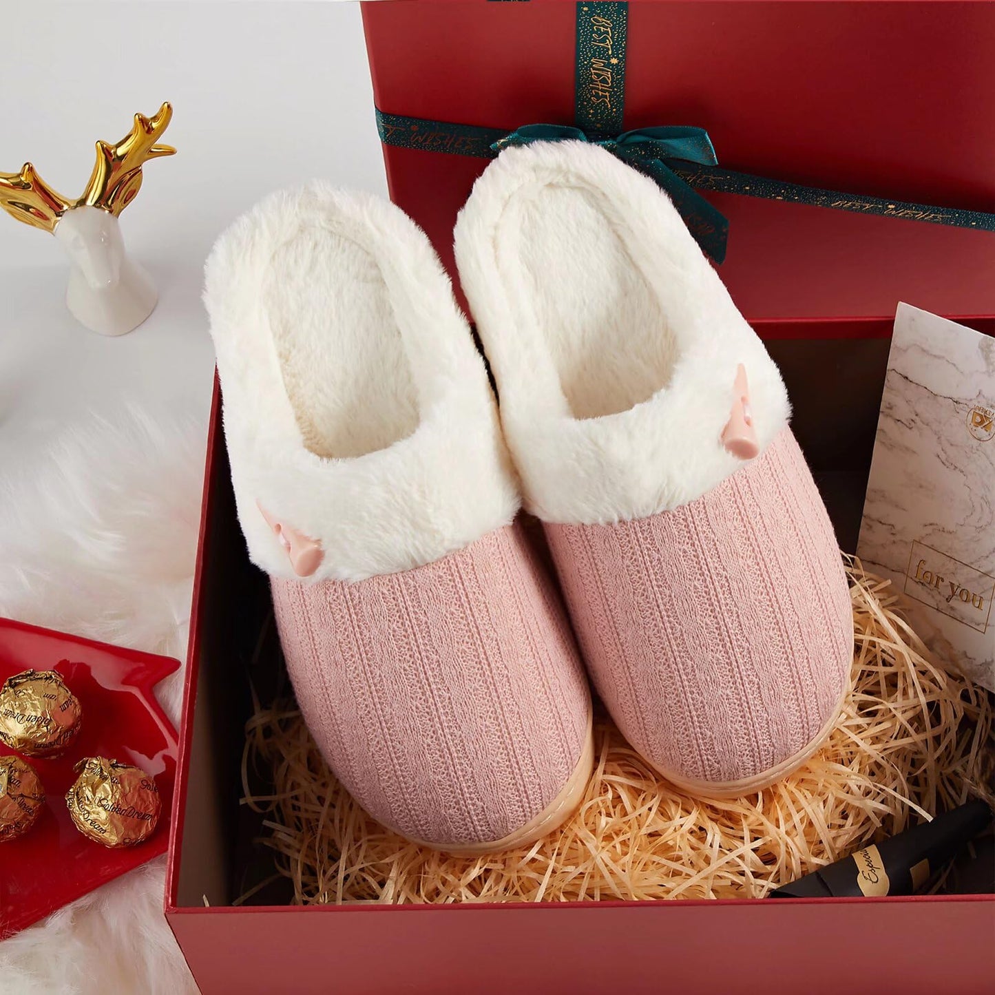 Women's Slip on Fuzzy House Slippers Memory Foam Slippers