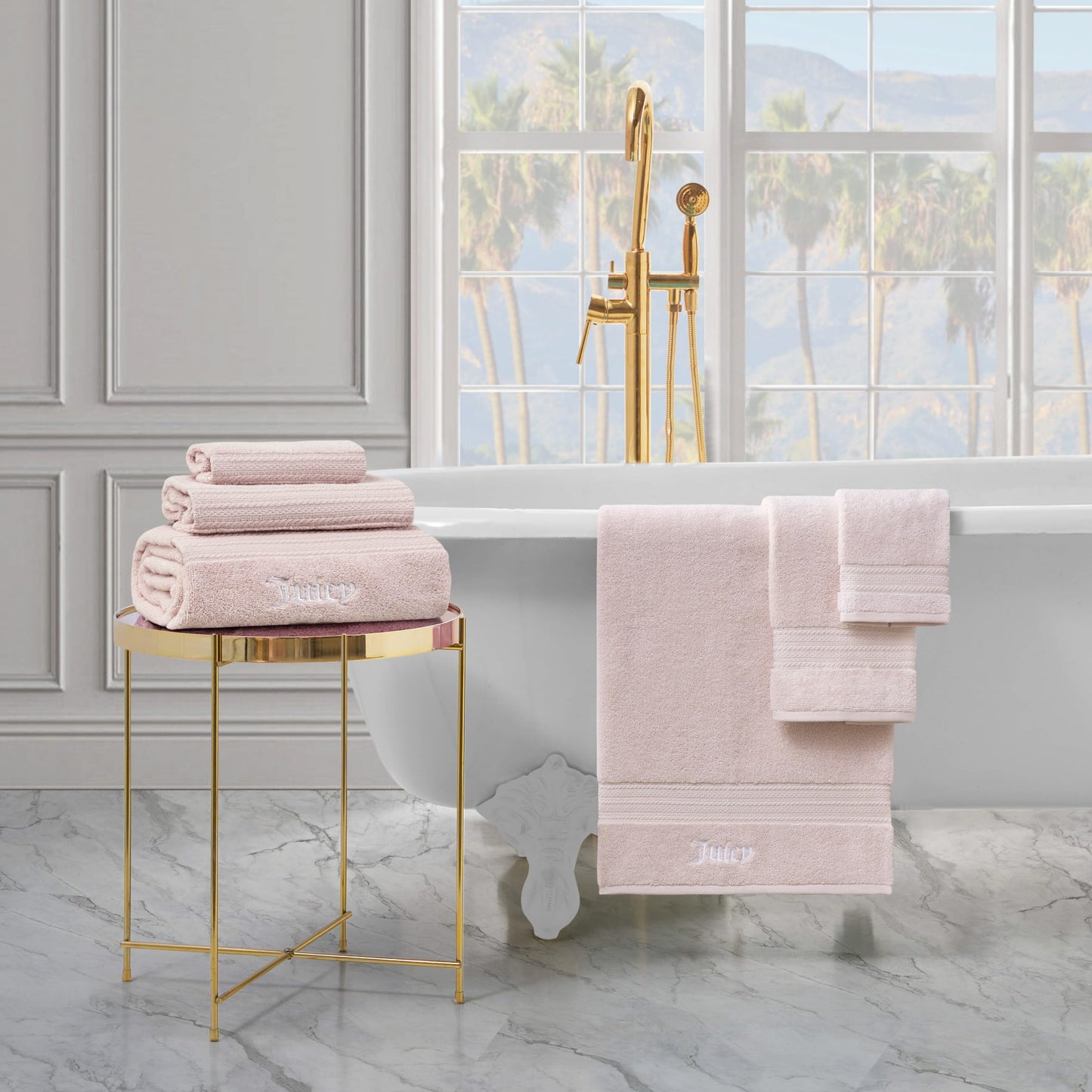 Juicy Couture Alyssa Luxurious 6 Piece Bath Towel Set - Premium Bathroom Towel Set