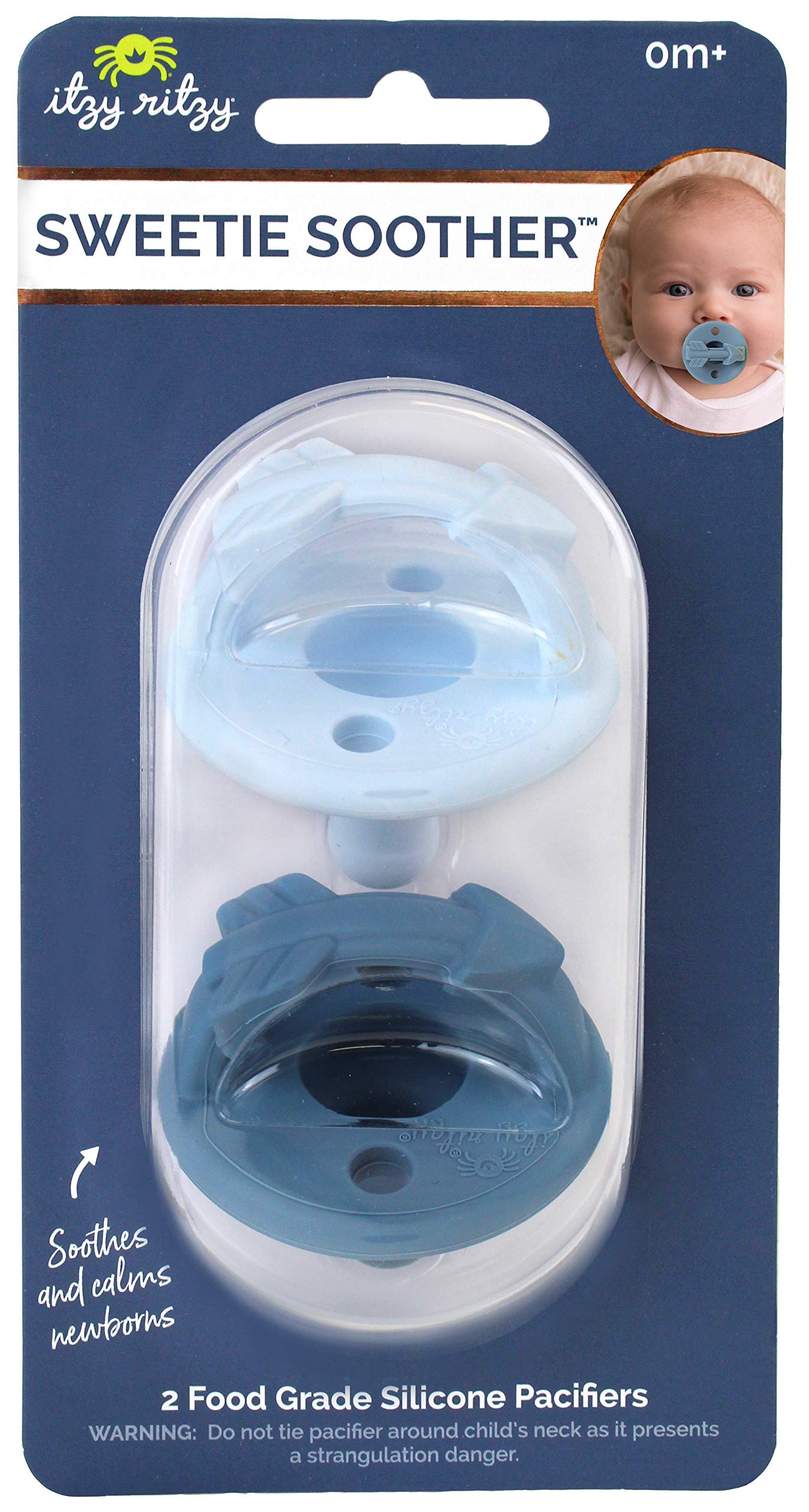 Silicone Pacifiers for Newborn - Sweetie Soother Pacifiers Feature Collapsible Handle & Two Air Holes for Added Safety