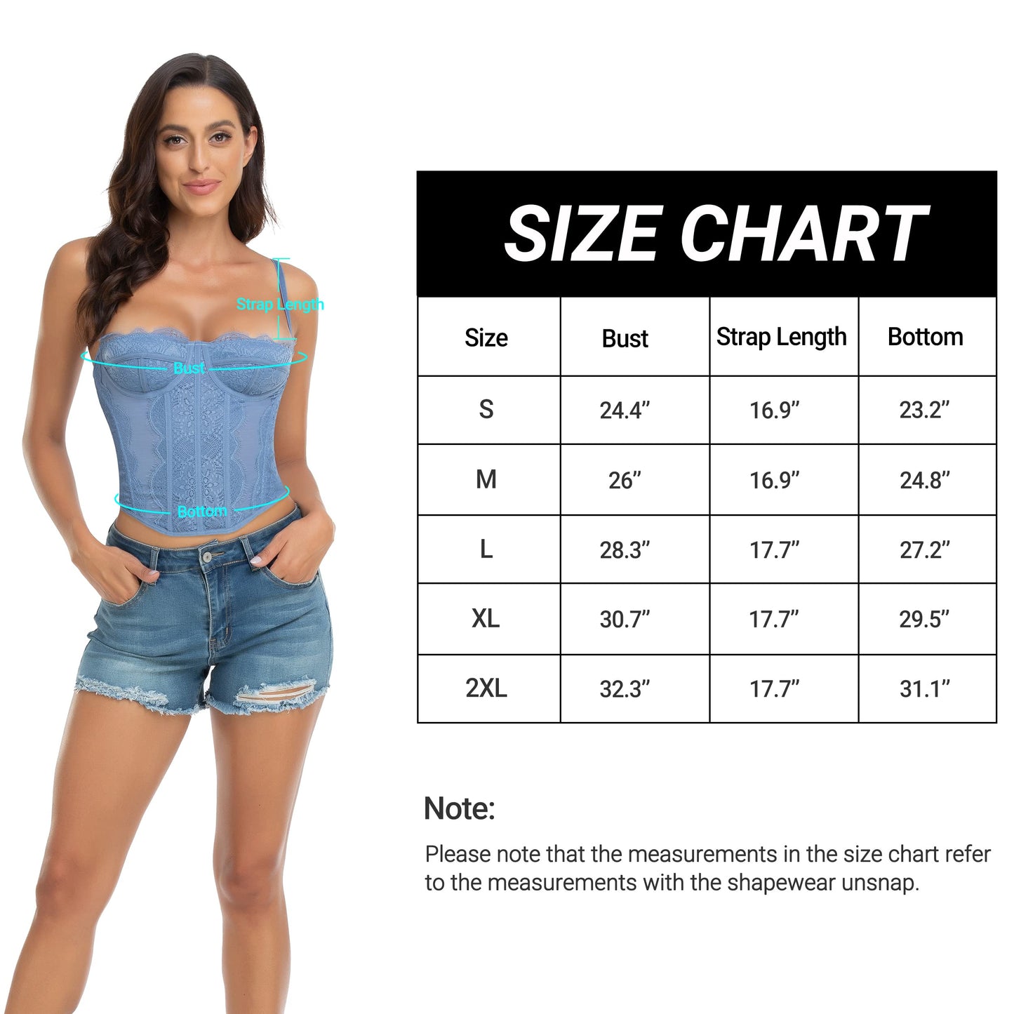 Lace Bustier Corset Tops for Women - Sexy Going Out Party Club Top with Buckle