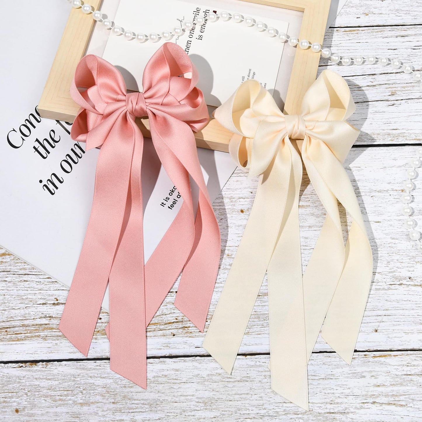 Silky Satin 2PCS Hair Bows Hair Clip - Holder Accessories Slides Metal Clips Hair Bow