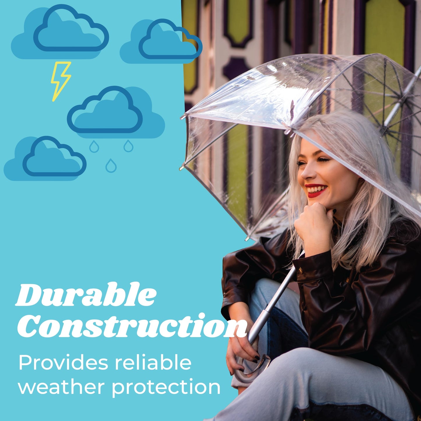 Umbrella with Dome Canopy and Lightweight Wind and Rain Protection