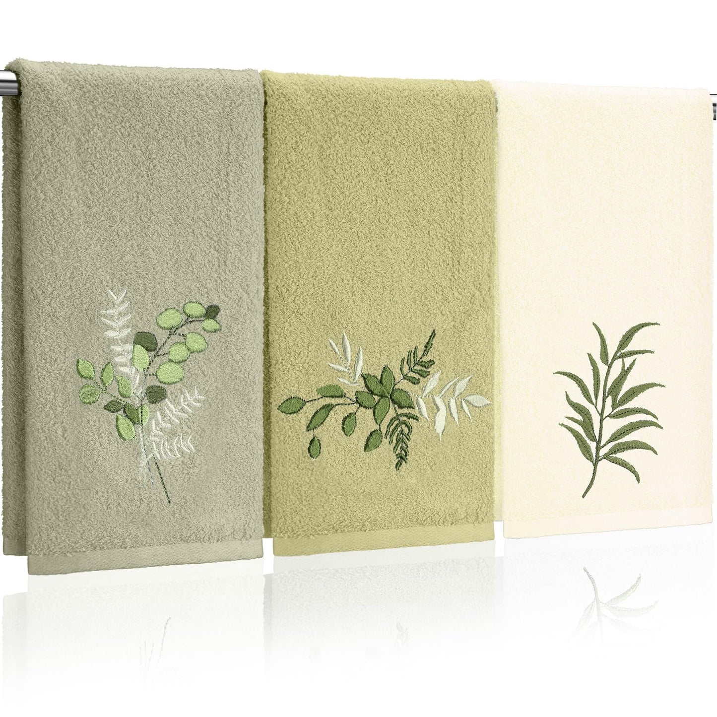 Embroidered Floral Hand Towels - Cute Summer Flowers Cotton Soft Absorbent Towels