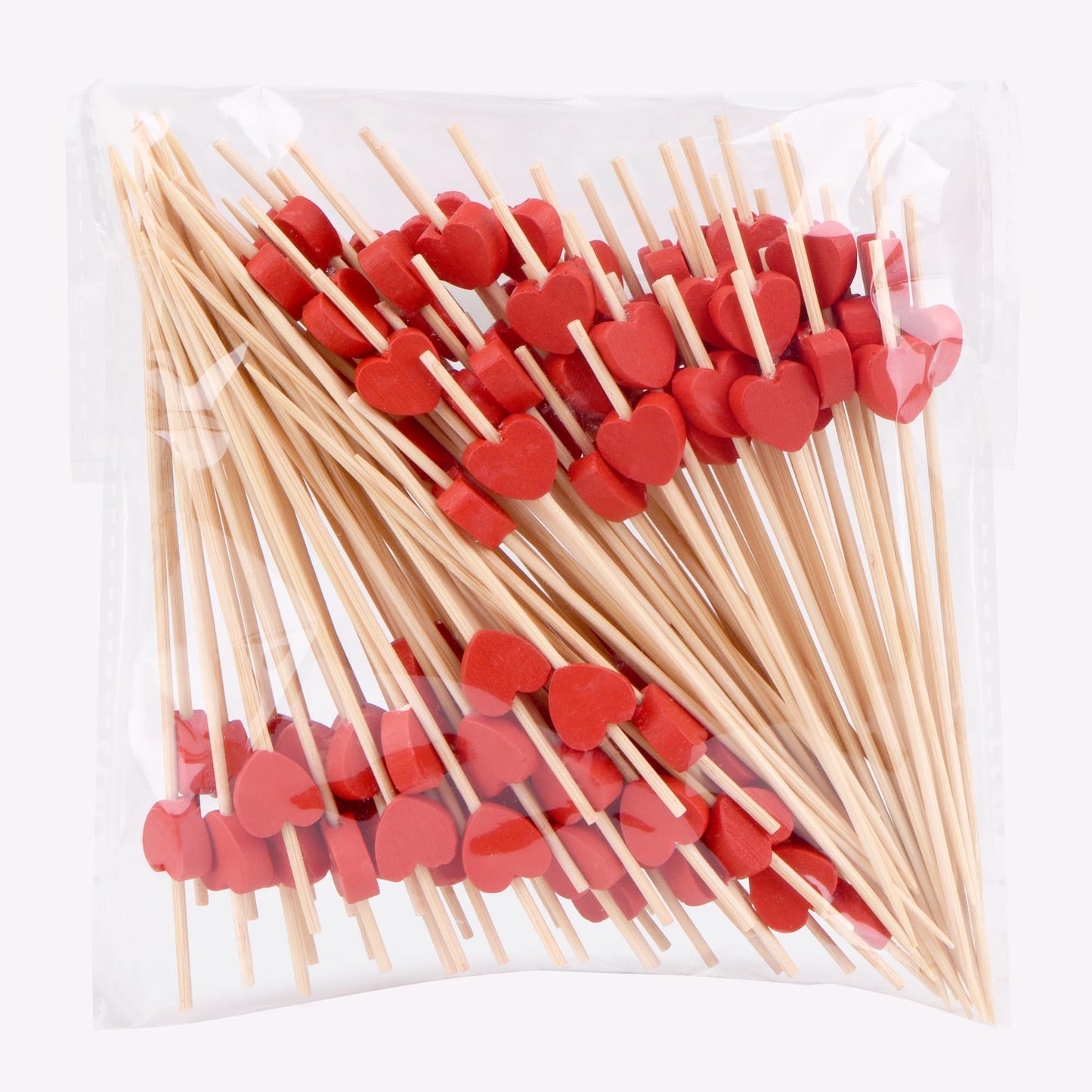 Heart-Shaped Bamboo Cocktail Picks – Natural Toothpicks for Appetizers, Fruit, Desserts & Sandwiches 100-Pack